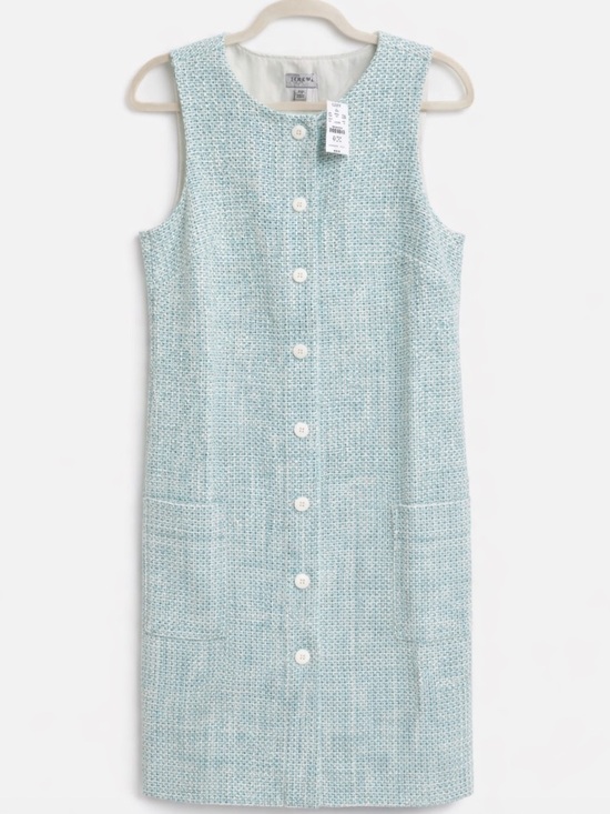 J, Crew Green Tweed Dress Classic Spring Button Front Dress Sz 10 NWT - Picture 6 of 10